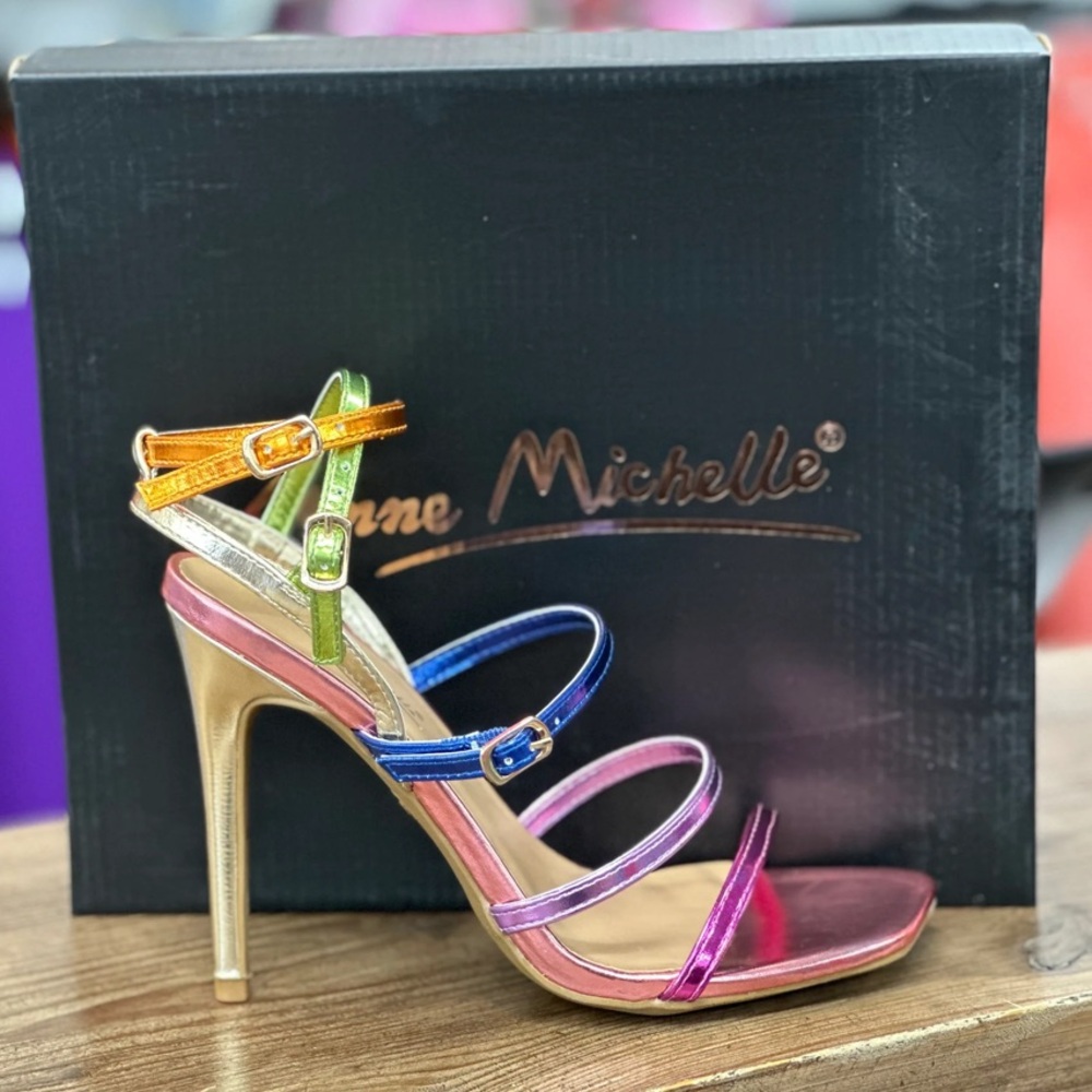 Anne Michelle Rainbow Strappy Heels